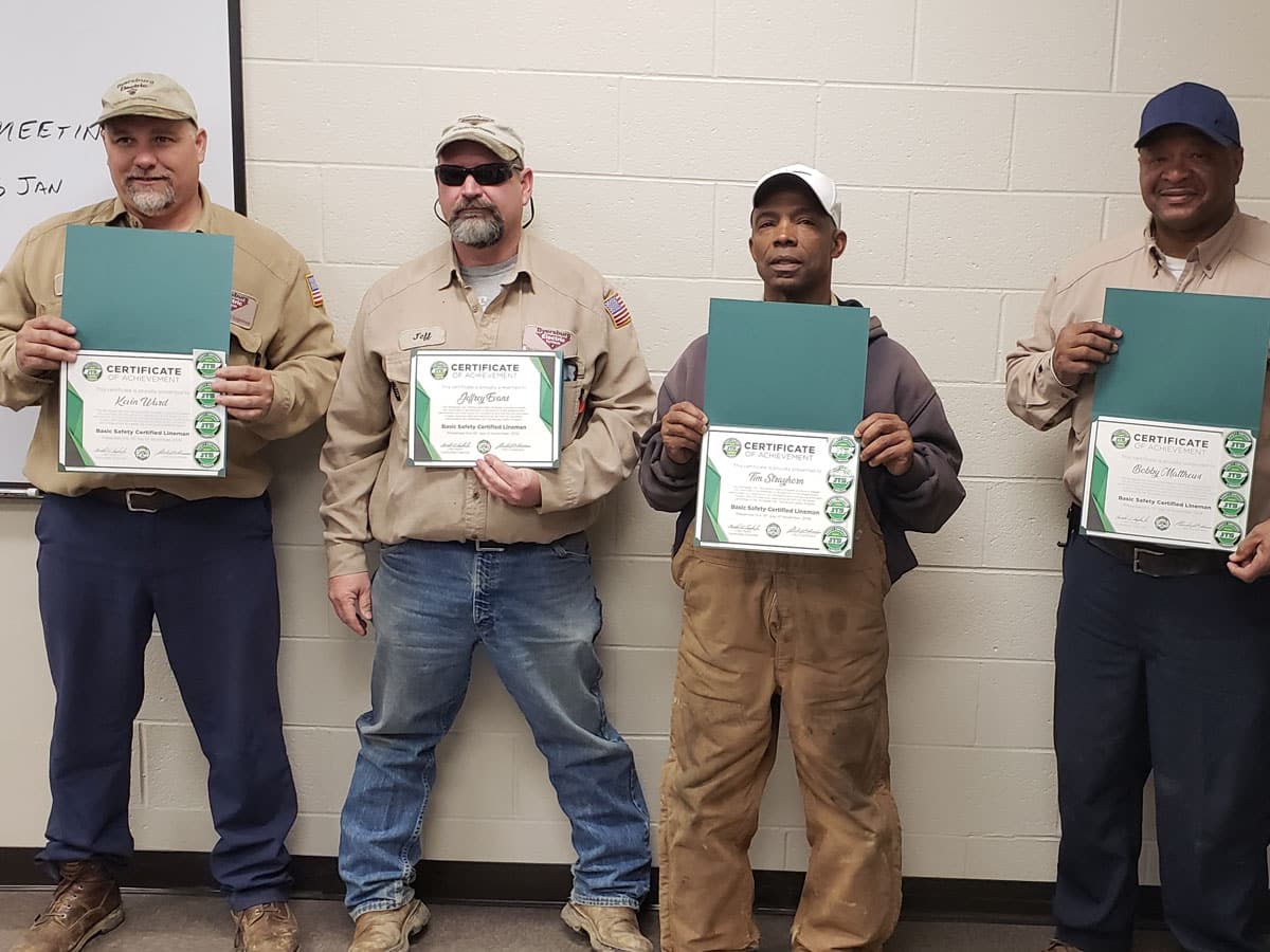2019 Basic SCL Recipients Kevin Ward, Jeffrey Evans, Tim Strayhorn, and Bobby Matthews from Dyersburg Electric